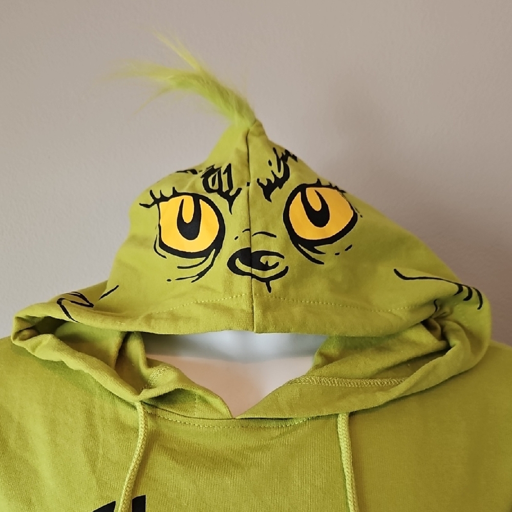The Grinch Dr. Seuss Lime Green Hoodie Pullover Size Small - Picture 3 of 7